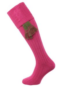 The Berrington Cable Knit, Cotton Shooting Sock, Clematis with Optional Garter