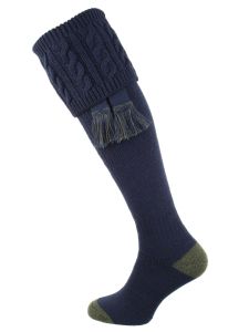 The Sutherland Cushion Foot Shooting Sock with Optional Garter, Navy Blue