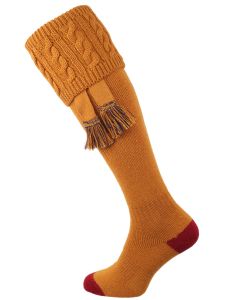 The Sutherland Cushion Foot Shooting Sock, Ochre with optional Garter