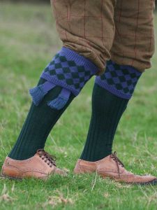 The Fownhope Shooting Sock with Garter, Evergreen & St Andrews Blue