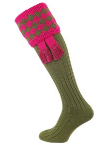 The Fownhope Merino Wool Blend Shooting Sock with Garter Tie, Vert