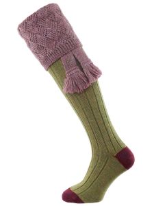 The Coniston Shooting Sock Old Sage with heather, with optional garters