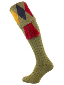 The Kingsman Merino Wool Shooting Sock, Old Sage with optional garter
