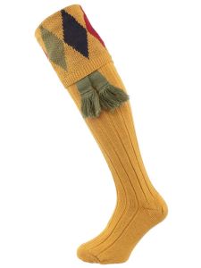 The Kingsman Merino Wool Shooting Sock, Sunflower with optional garter