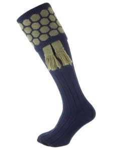 The Grenadier Merino Wool Shooting Sock, Navy with optional garter