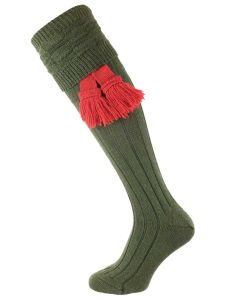 The Portland Wool Shooting Sock, Olive with optional garter