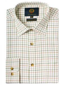 Viyella Men's Cotton & Merino Blend Tattersall Checked Shirt, Lovat