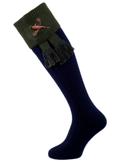 The Lomond Shooting Sock with Pheasant Embroidery 