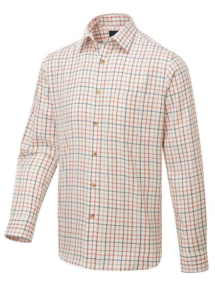 Viyella Classic Fit Men's 80/20 Shadow Tattersall Shirt, Burnt Orange