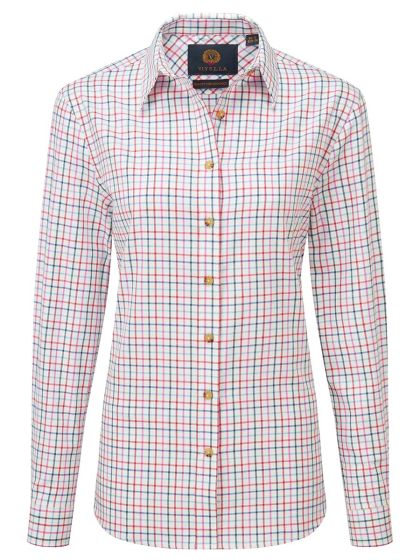 Viyella Women's 80/20 Tattersall Shirt, Wine Navy