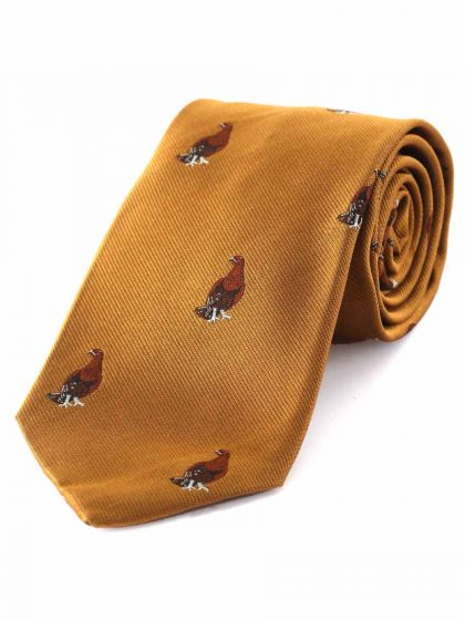 Atkinsons Standing Grouse Woven Silk Shooting Tie