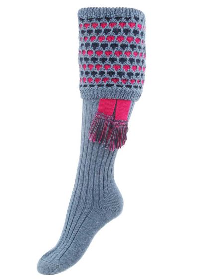 Honeycomb Knit Ladies Shooting Sock and Garter set knitted in merino wool blend