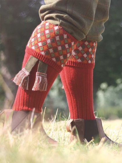 The Durlow Shooting Sock with Garter - Paprika