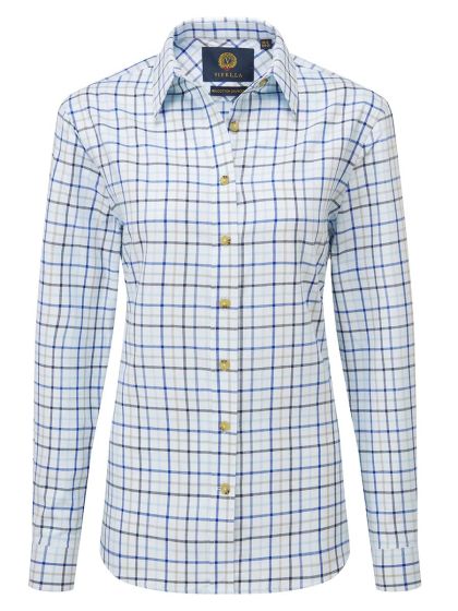 Viyella Women's 80/20 Tattersall Shirt, Sky Blue