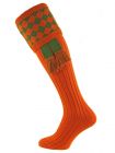 Chessboard Burnt Orange with Ivy Green Shooting Socks
