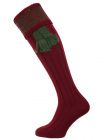 The Penrith Premium Wool Shooting Sock, in Burgundy and Olive Green with optional garter