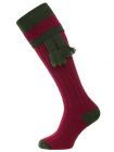The Willersley Shooting Sock - Cherry & Olive
