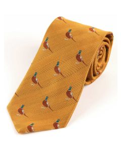 Atkinsons 'Standing Pheasant' Wool & Silk Tie  - Gold