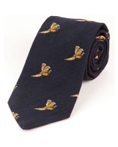 Atkinsons 'Flying Pheasant' Wool & Silk Tie - Navy