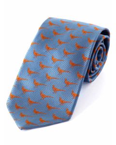 Atkinsons 'Pheasant' Two Tone Silk Tie - Blue and Burnt Orange