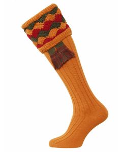 House of Cheviot Cromarty Cushion Foot Shooting Sock in Brick Red or Navy