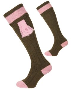 The Byron Shooting Sock, Olive & Pink
