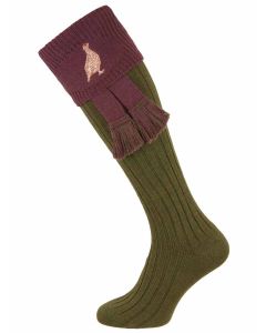 The Lomond 'Spruce & Thistle' Shooting Sock with Grouse Embroidery
