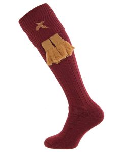 Burgundy Stalker Shooting Sock with Embroidered Pheasant