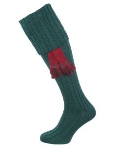 The Harris Cable Shooting Sock, Forest Green
