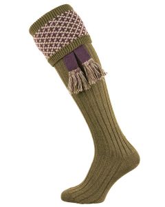 The Whitley Dark Olive Shooting Sock with Garter