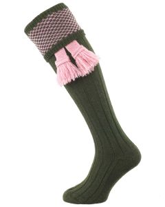 The Penrith Shooting Sock, Olive and Pink