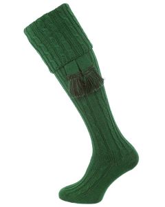 The Wye Cable Knit Shooting Sock, Emerald